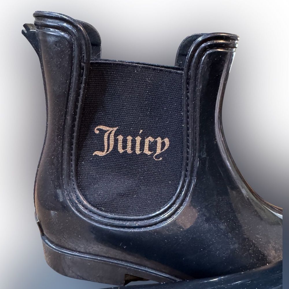 Juicy Couture Women’s Black And Gold Rain Boots Size 9 - Picture 12 of 15